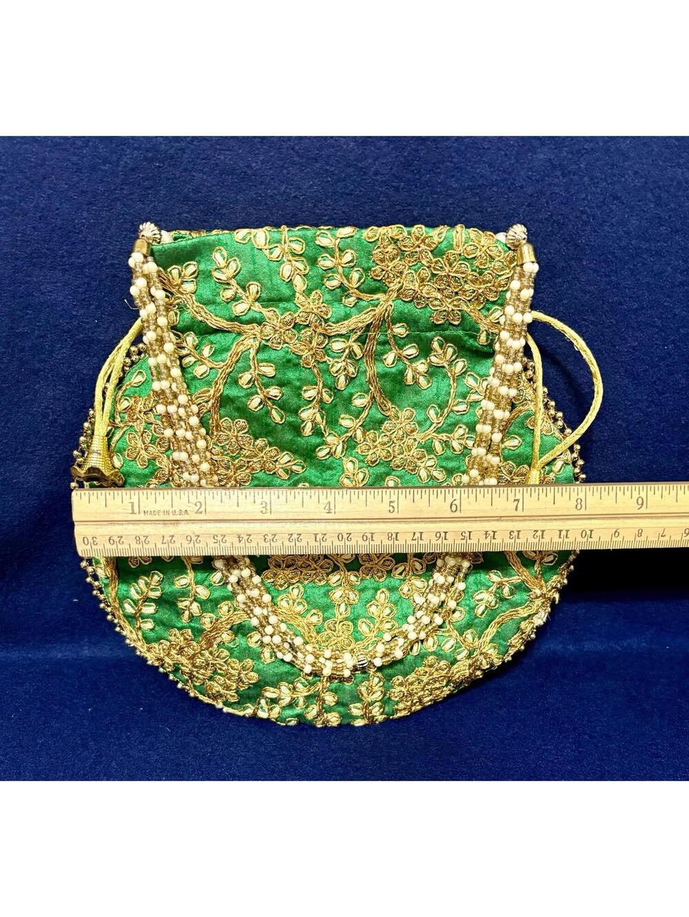 Women Potli Bag Purse Handbag Indian Wedding Embroidered Favour - Picture 3 of 6